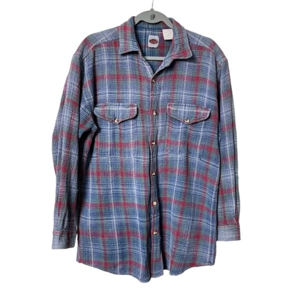 Vintage On Your Mark Sport Woven Plaid Well Worn Button Front Shirt